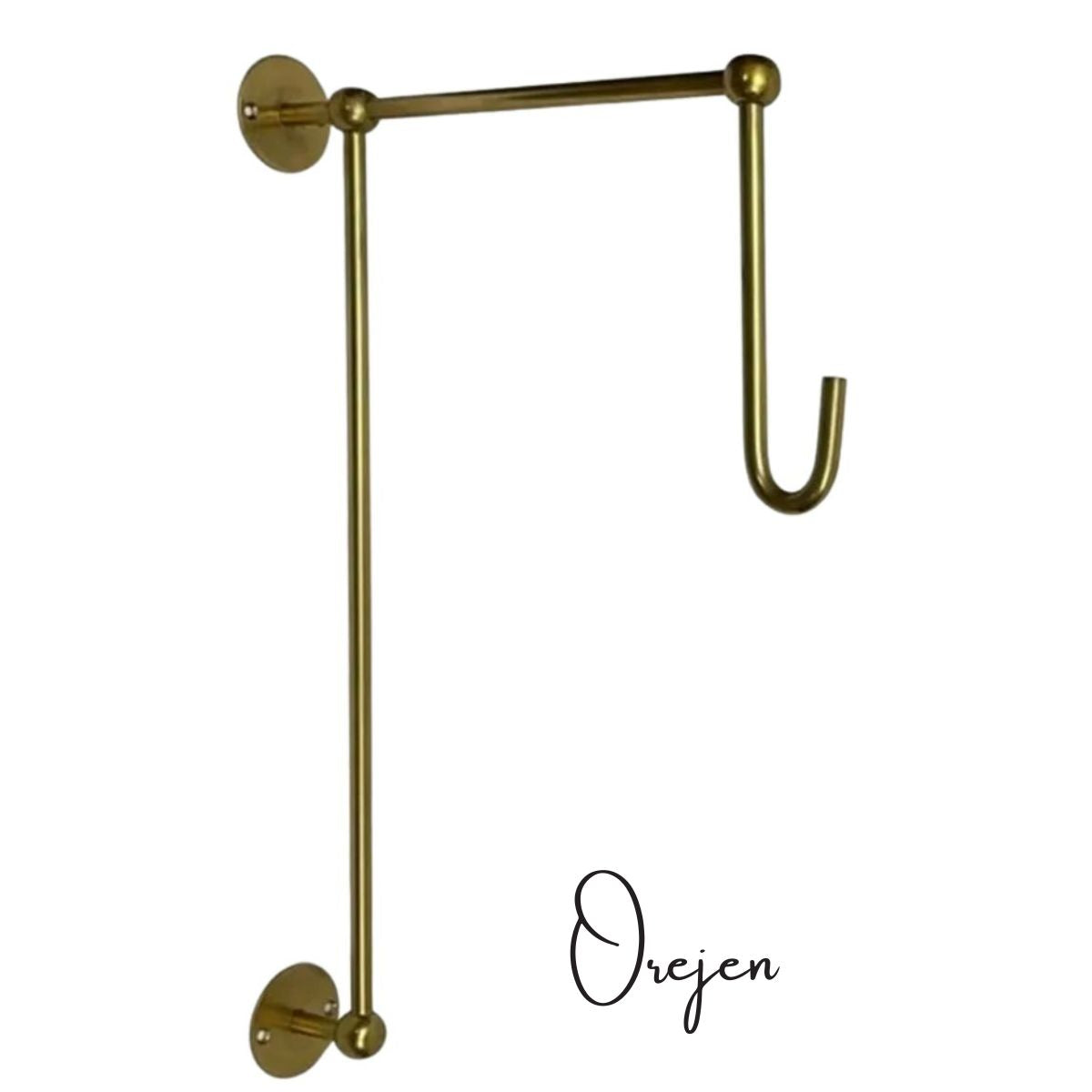 Gold wall hook with a long arm used for plants, bells, wedding dressed, bells.