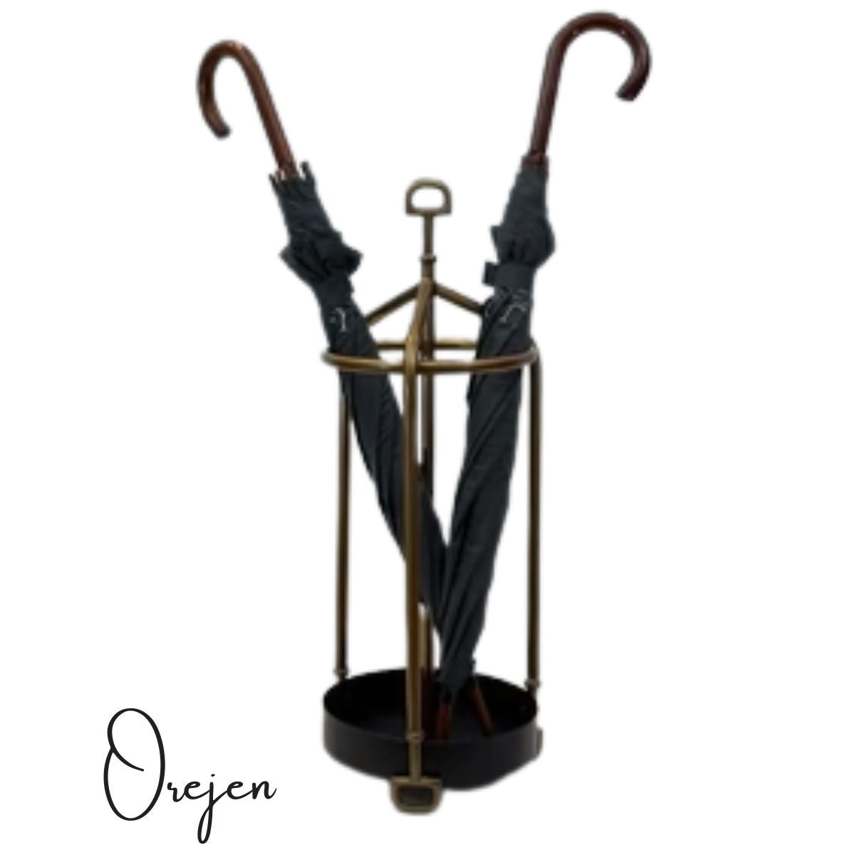 Umbrella Stand - Brass and Black
