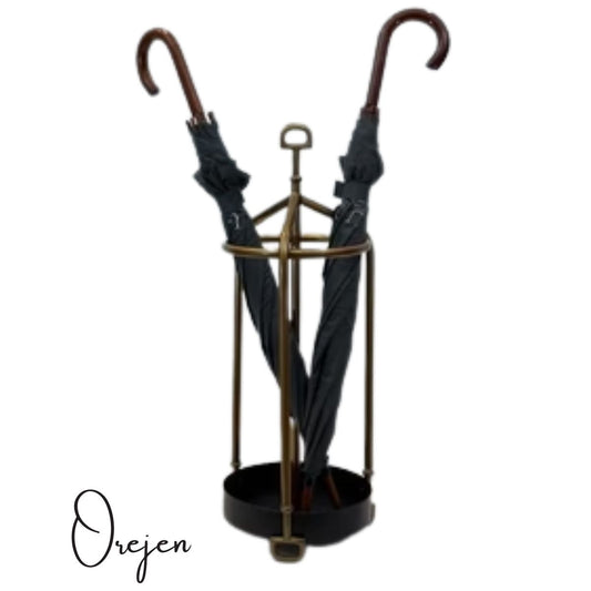 Umbrella Stand - Brass and Black