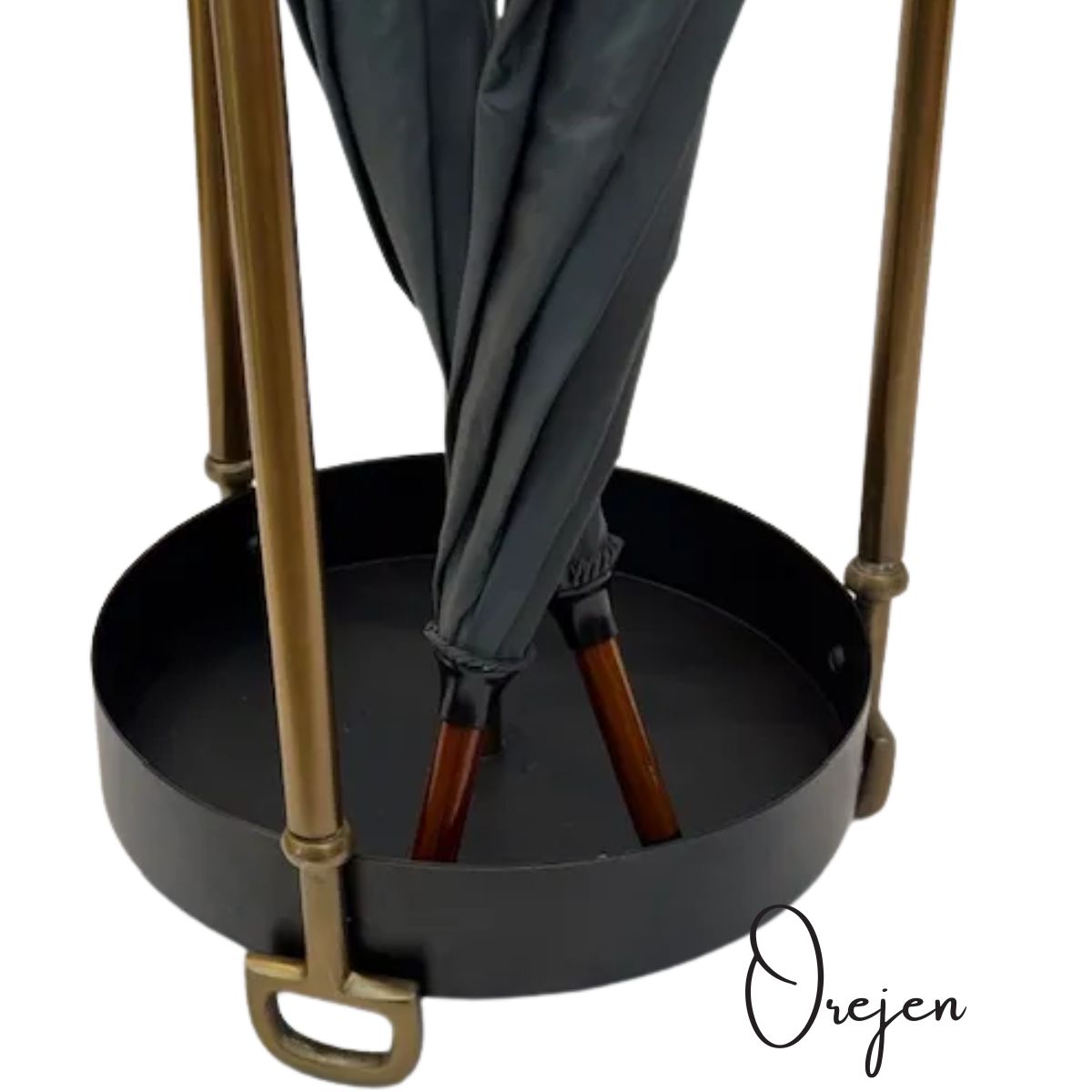Umbrella Stand - Brass and Black