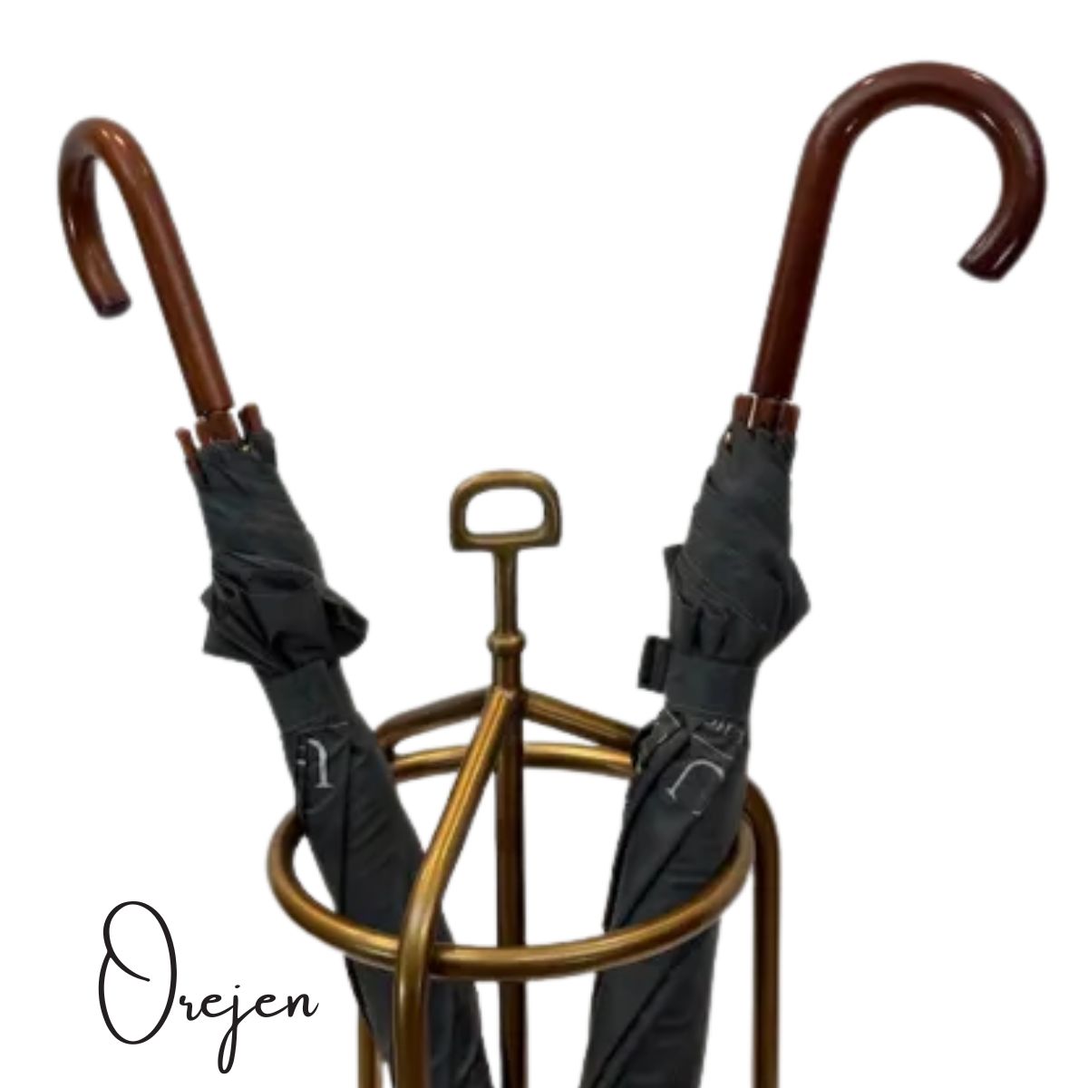 Umbrella Stand - Brass and Black