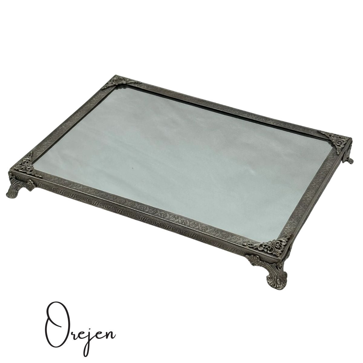 Bathroom Vanity Tray Pewter Mirror