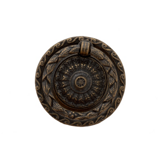 Traditional Vintage Ring on Round Backplate Drop Handle - 56mm (D)