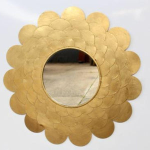 Round Petal Brass Mirror