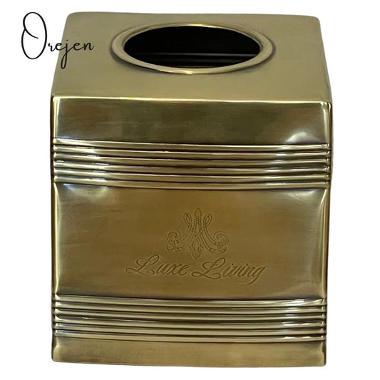 Gold tissue box cover  - square and pretty nice to hide your tissues under  gorgeous box 