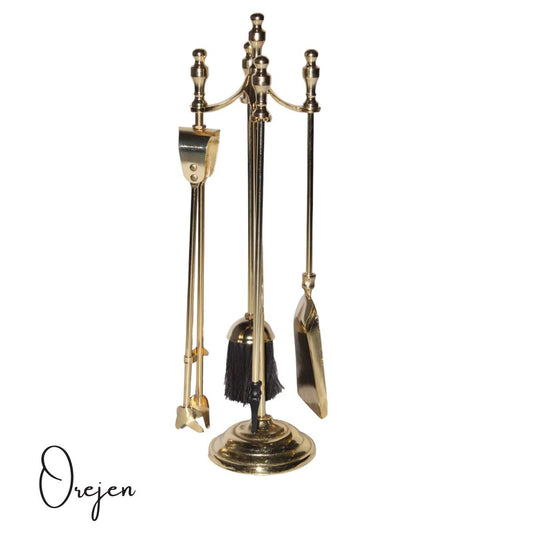 Plain set of Brass Plated fire tools.