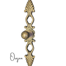 Load image into Gallery viewer, Cupboard Door Knob Hessian and Brass on Backplate
