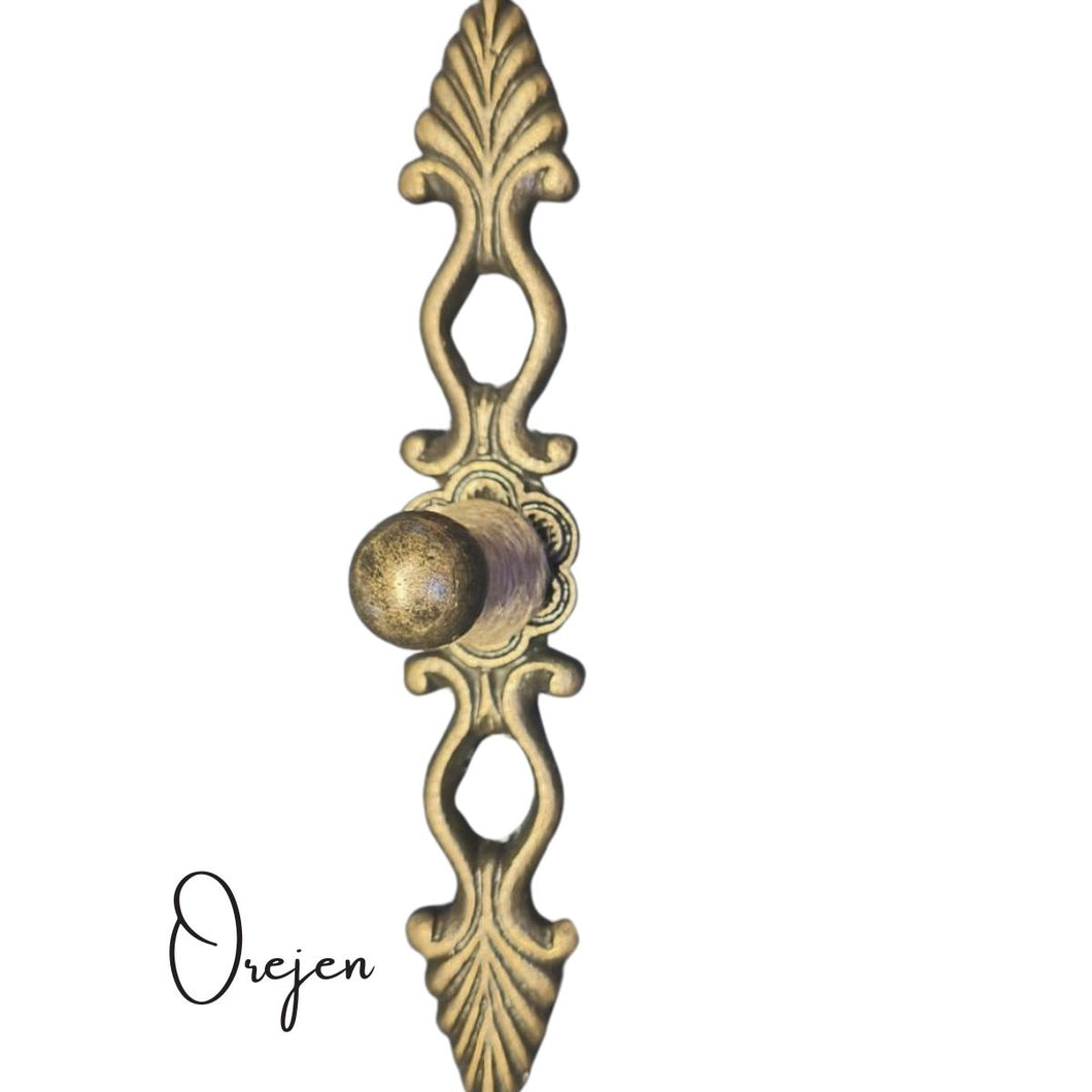 Cupboard Door Knob Hessian and Brass on Backplate