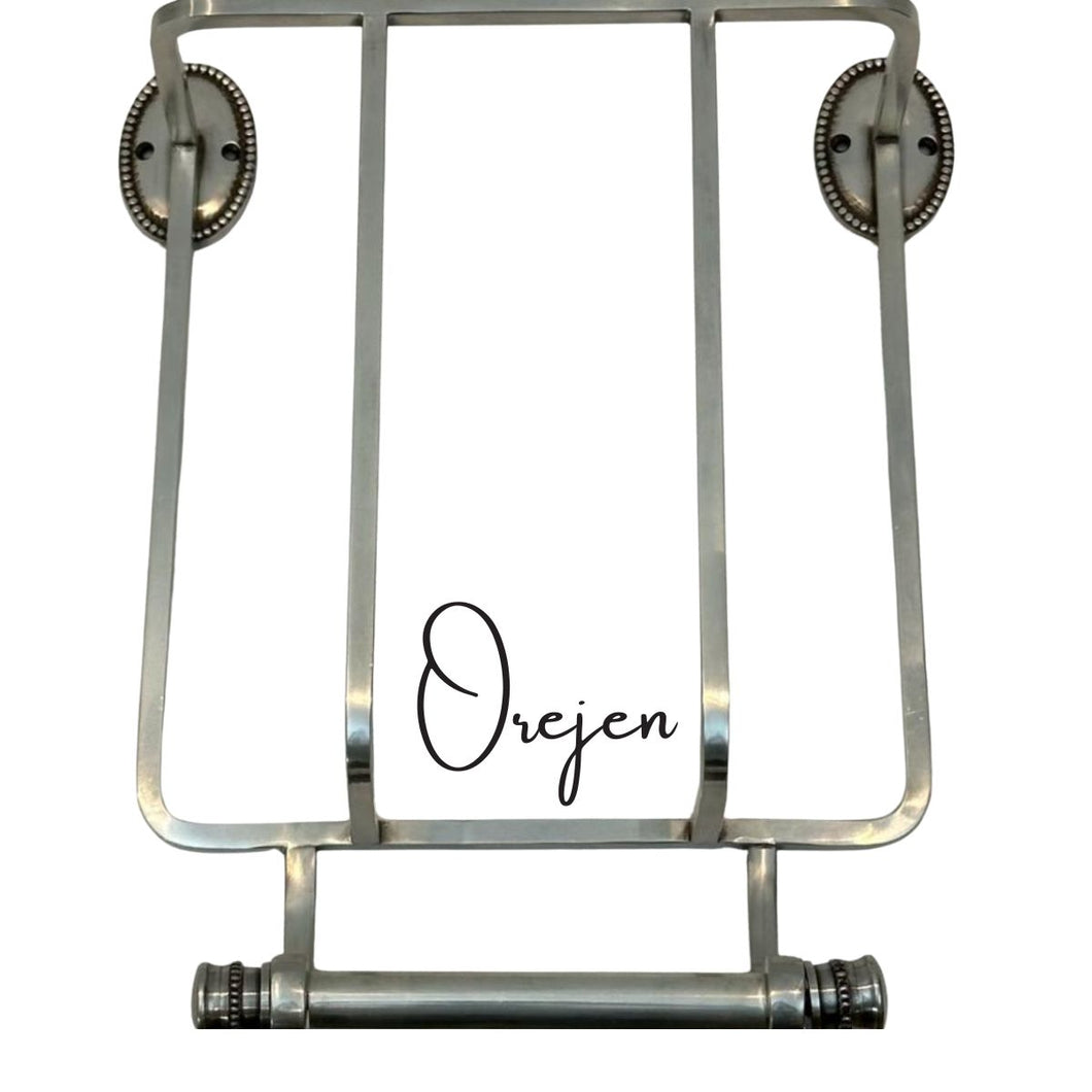 Oval Beaded Pewter  Toilet Roll holder with Magazine rack
