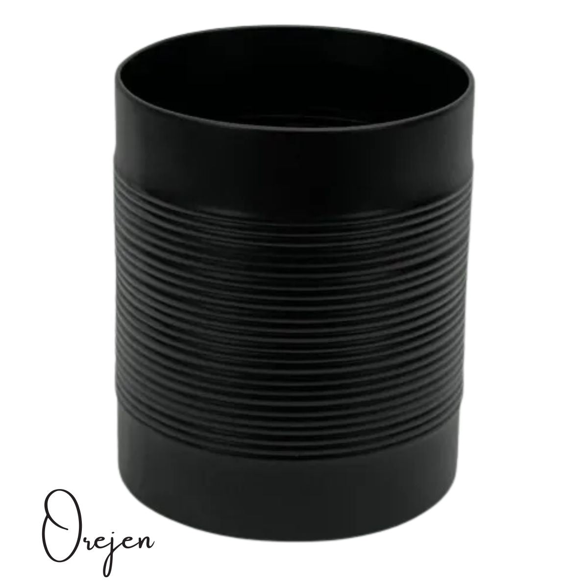 Black  ridged waste bin which matches the Ridged range of black bathroom hardware.