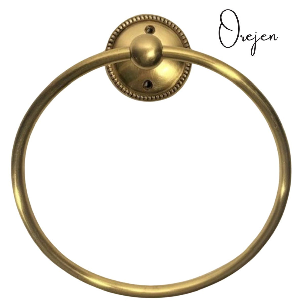 Round Beaded Brass Towel Ring