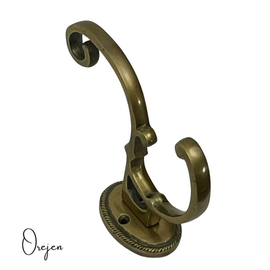 Oval Beaded Back wall Hook - Brass