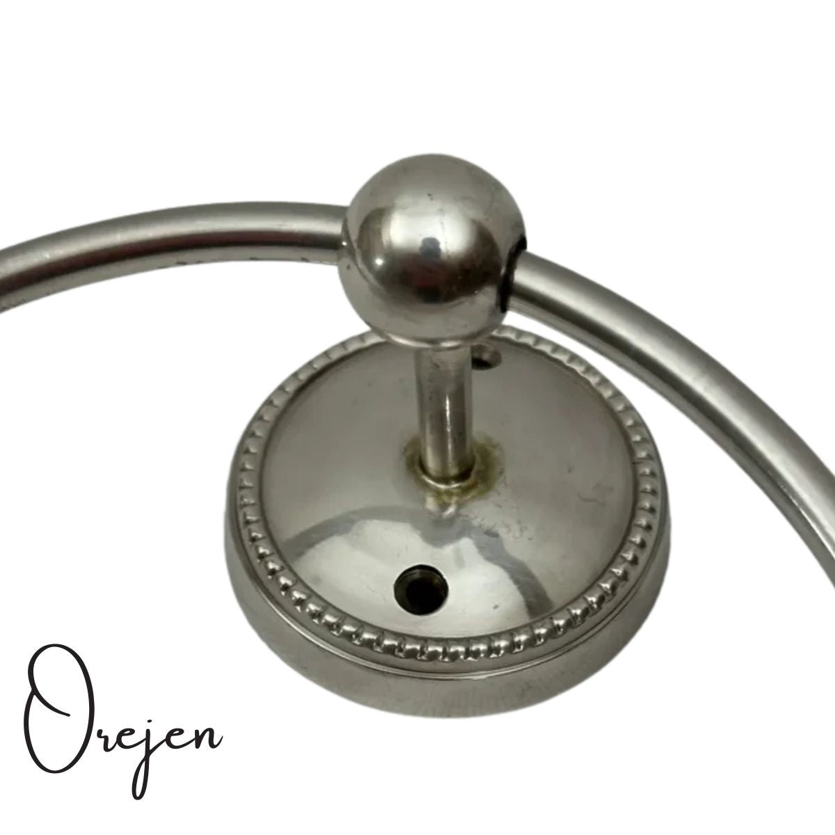 Beaded Round Towel Ring Pewter