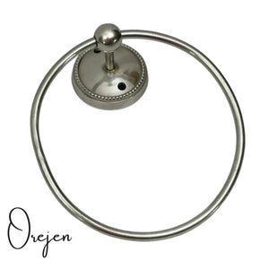 Beaded Round Towel Ring Pewter
