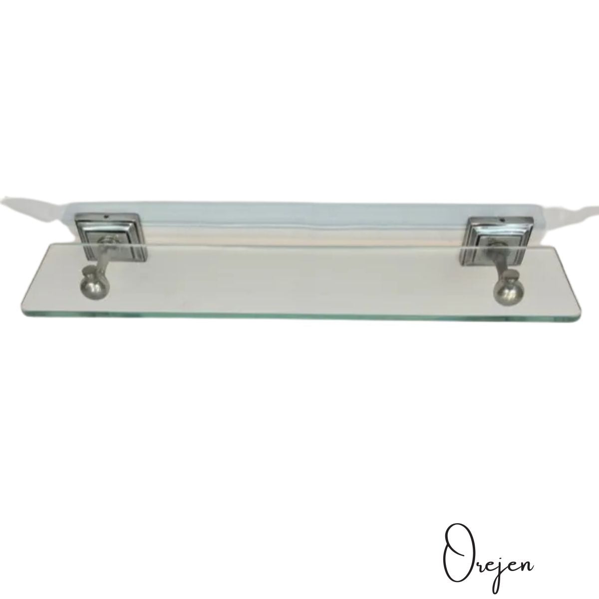 Square Back Pewter Glass Shelf