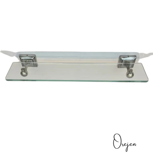 Square Back Pewter Glass Shelf