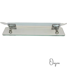 Load image into Gallery viewer, Square Back Pewter Glass Shelf
