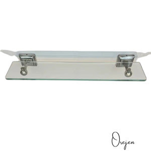 Square Back Pewter Glass Shelf