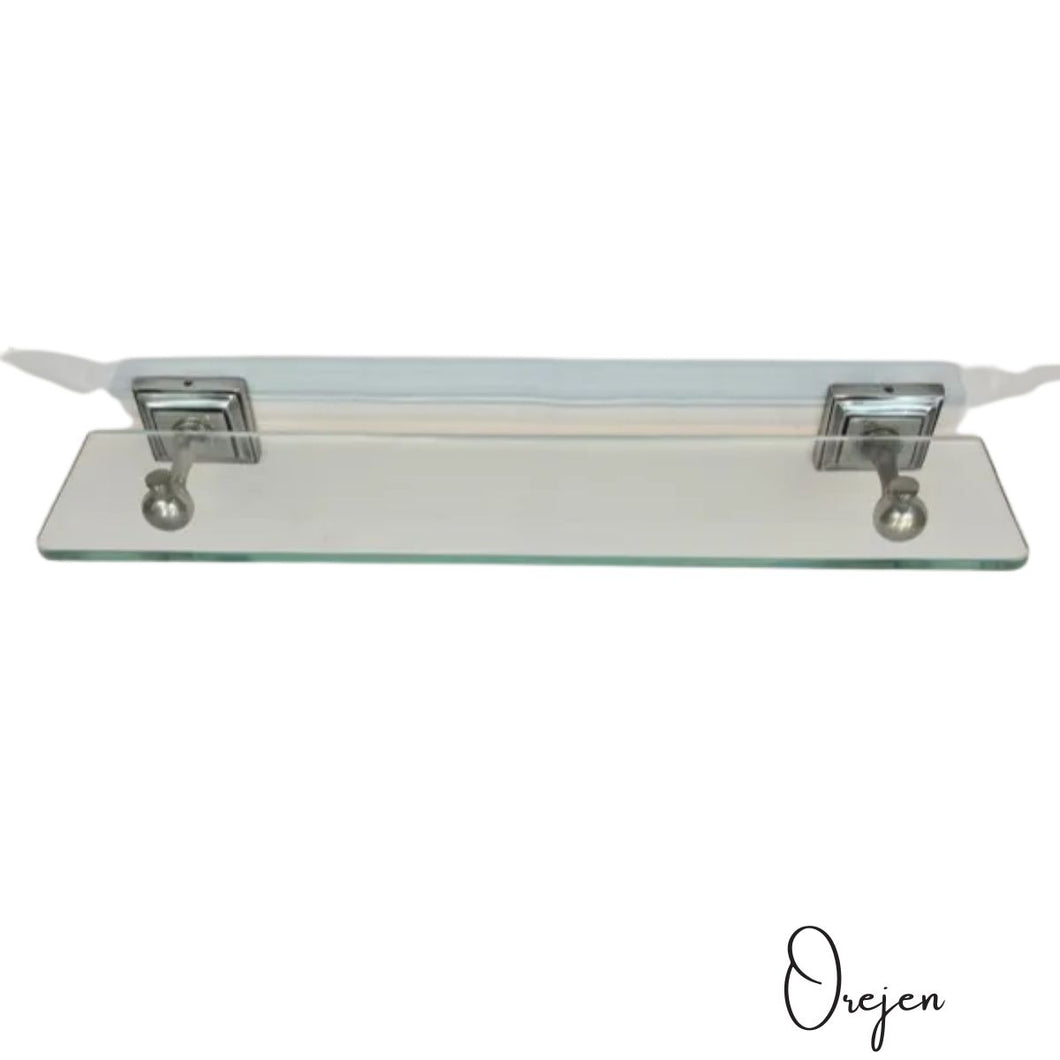 Square Back Pewter Glass Shelf