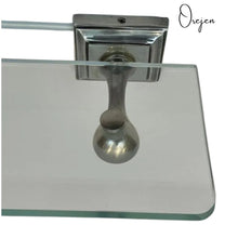 Load image into Gallery viewer, Square Back Pewter Glass Shelf
