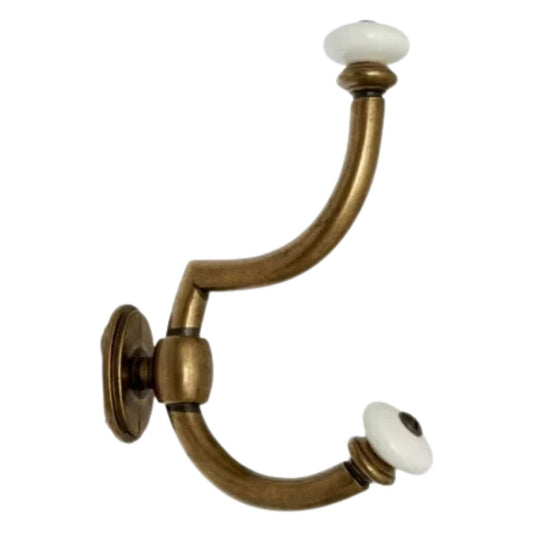 Brass and Porcelain Hook - Screw through