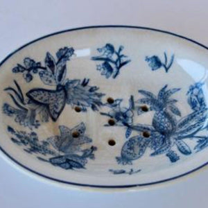 Blue and White Ceramic Soap Dish