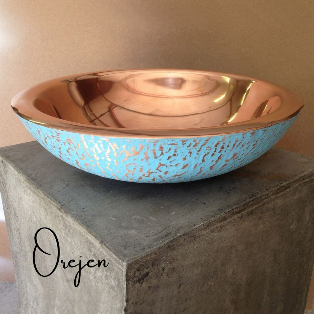 Hand Beaten Copper and Turquoise - Drop On.