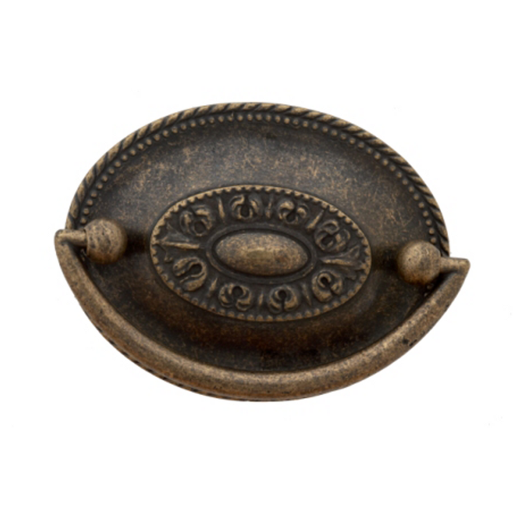 Traditional Vintage Oval Decorative Drop Handle - 82mm x 59mm (CC = 61mm)