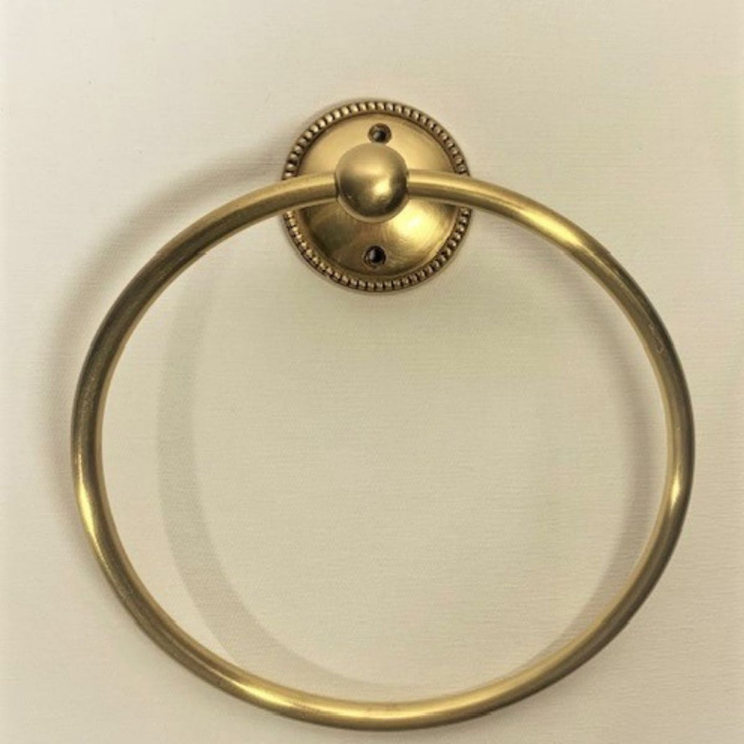 Beaded Brass Round Back Towel Ring