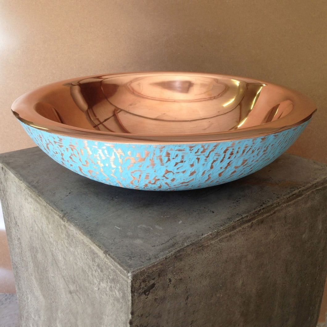 Hand Beaten Copper and Turquoise - Counter Top