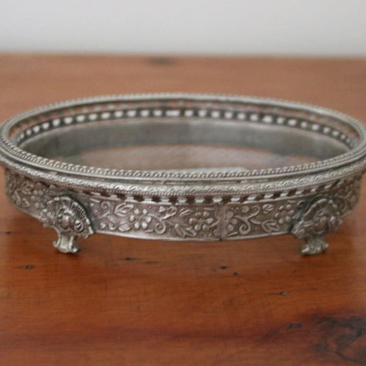 Oval Etched with Glass Soap Dish