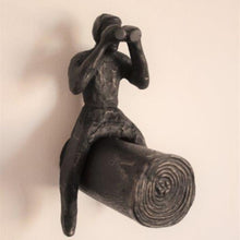 Load image into Gallery viewer, Metal Man sitting on a short Log hook
