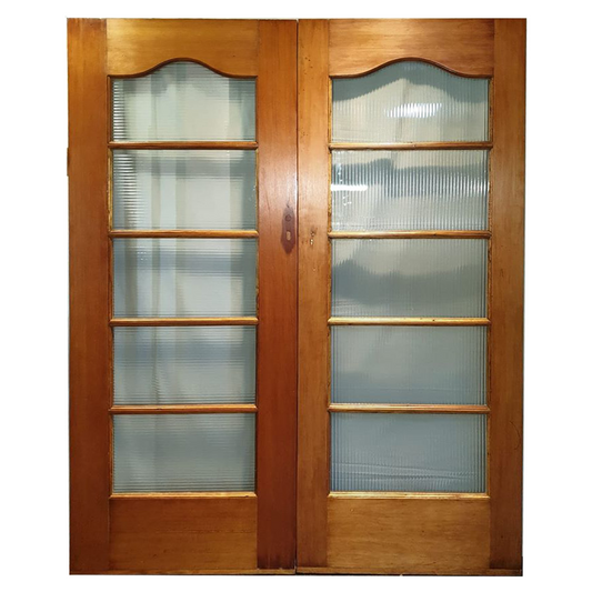 Double Doors with Ribbed Glass