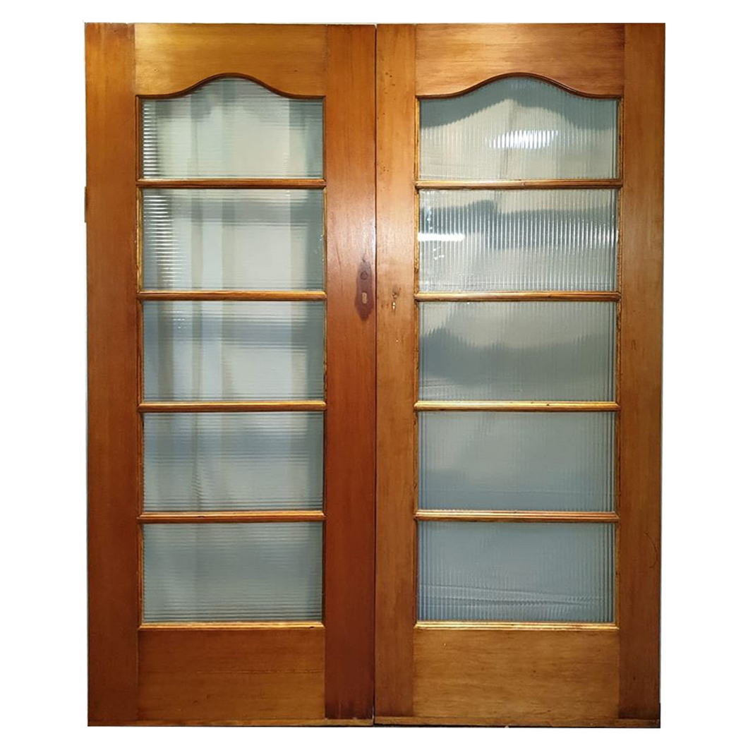 Double Doors with Ribbed Glass
