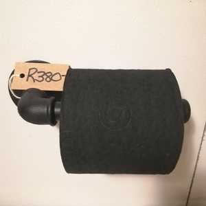 Toilet Roll Holder - Black Industrial Straight Pipe With End Stop