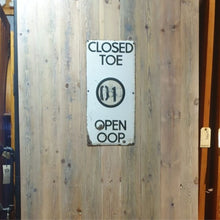 Load image into Gallery viewer, Barn Door Whitewashed with Railways Enamel sign
