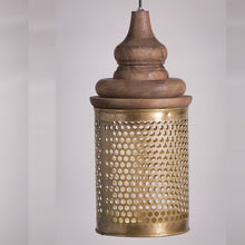 Load image into Gallery viewer, Wood and Brass Hanging light.

